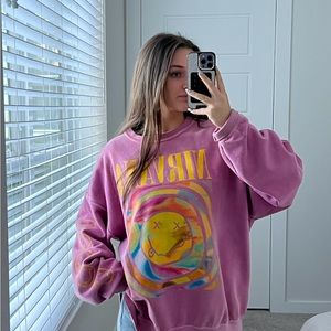 Nirvana Smile Overdyed Crew Neck Sweatshirt